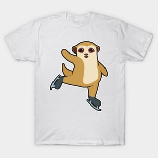 Meerkat at Ice skating with Ice skates T-Shirt